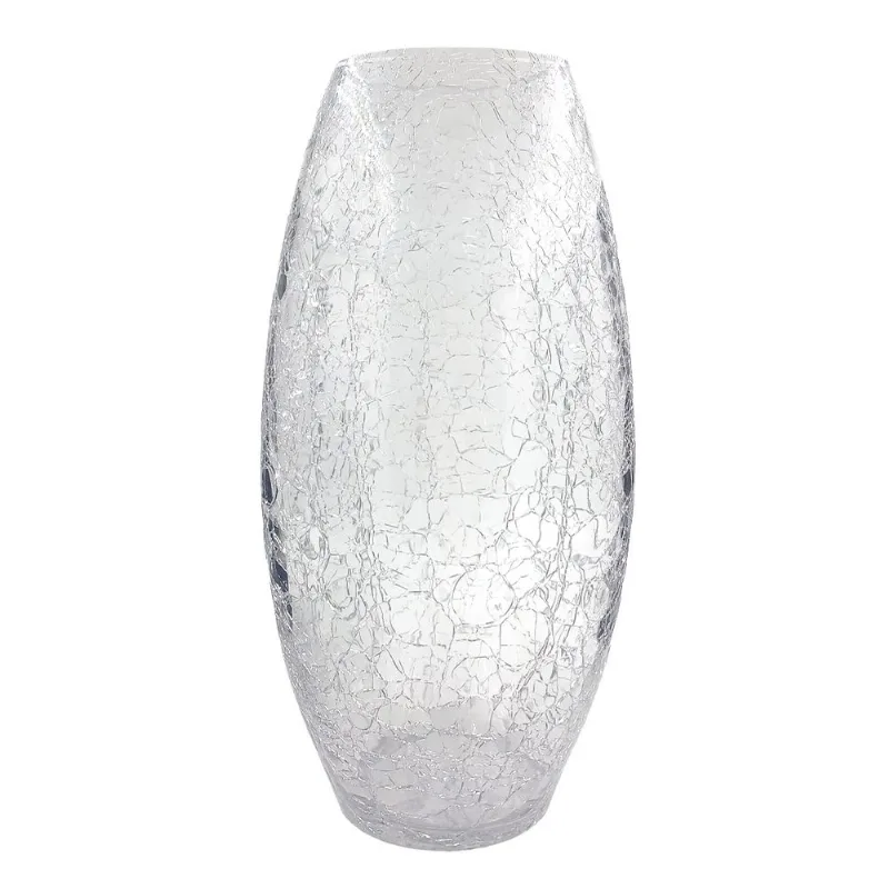 Vaso Craquelado Decorativo 31,5x17cm em Vidro Cim