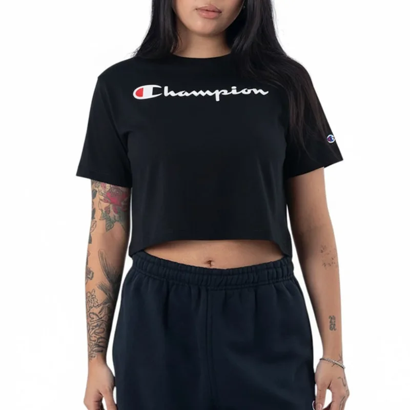 Cropped Champion Classic Script Black