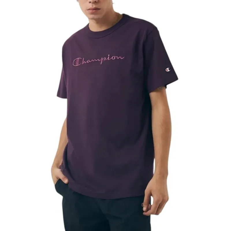 Camiseta Champion Bordado Script Rock On Purple