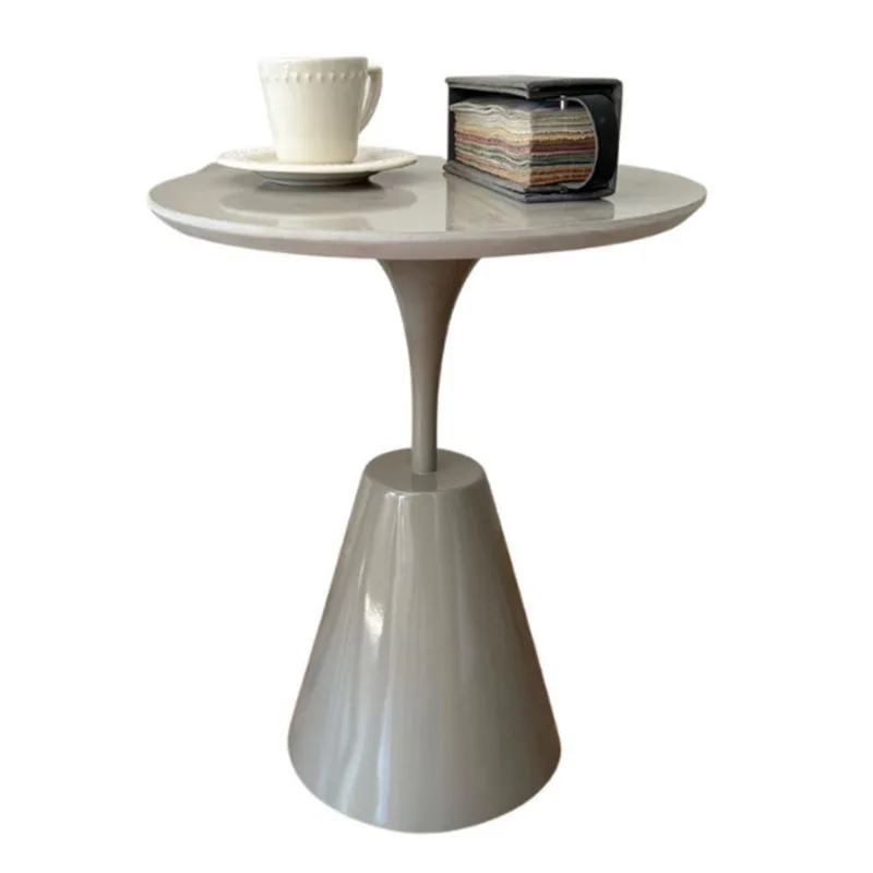 Mesa Lateral Cone Masp Redonda 40 Cm Tampo Cinza Base Cinza Cor Cinza