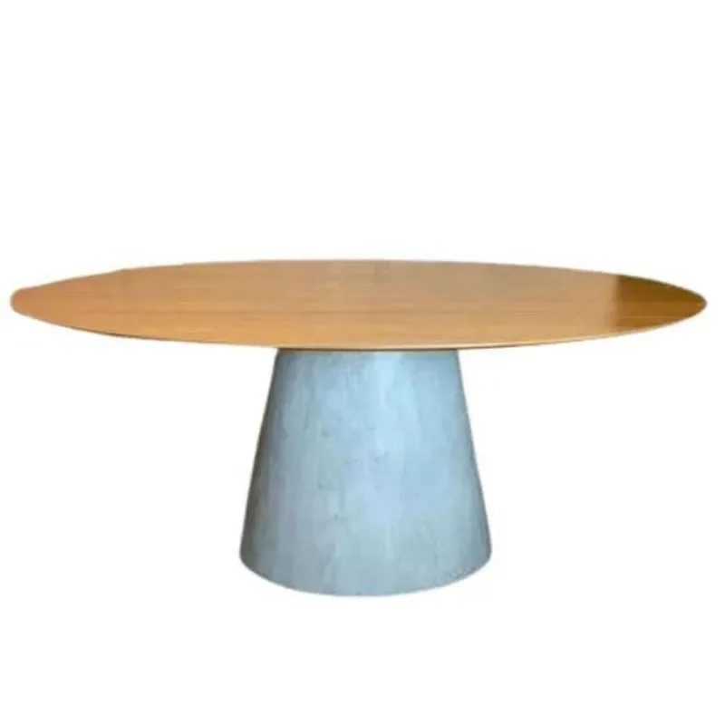 Mesa De Jantar Cone Oval 235x122 Cm Tampo Freijó Base Freijó Cor Marrom
