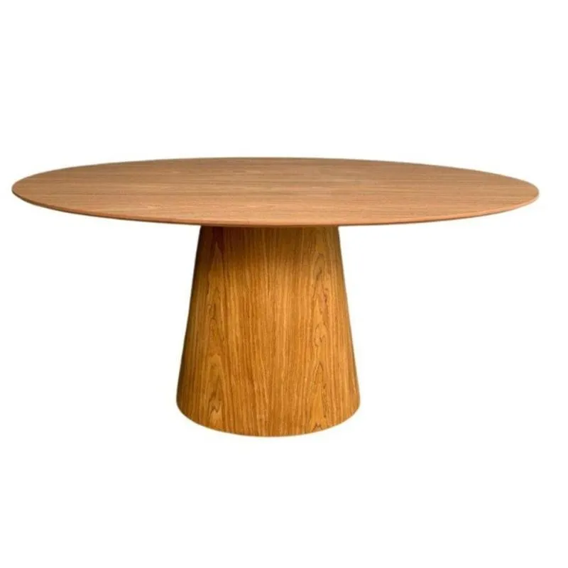 Mesa De Jantar Cone Oval 200x100 Cm Tampo Freijó Base Freijó Cor Marrom
