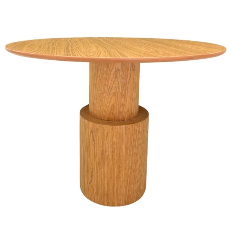 Mesa De Jantar Cilindro Spin Redonda 90 Cm Tampo Freijó Base Freijó Cor Marrom
