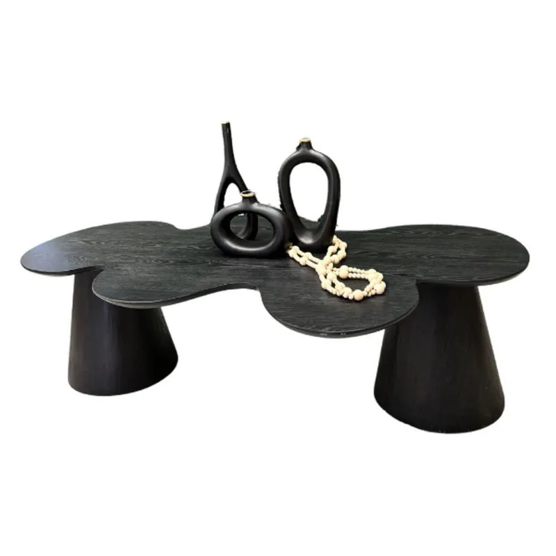 Mesa De Centro Cone Orgânica Splash 120x65 Cm Tampo ébano Base ébano Cor Preto