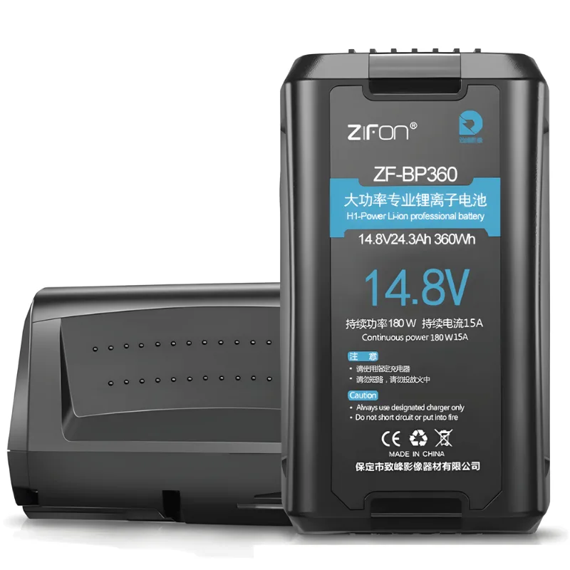 Bateria V-Mount ZiFon ZF-BP360 Broadcast 360Wh / 14.8V com Saída D-Tap (24300mAh)