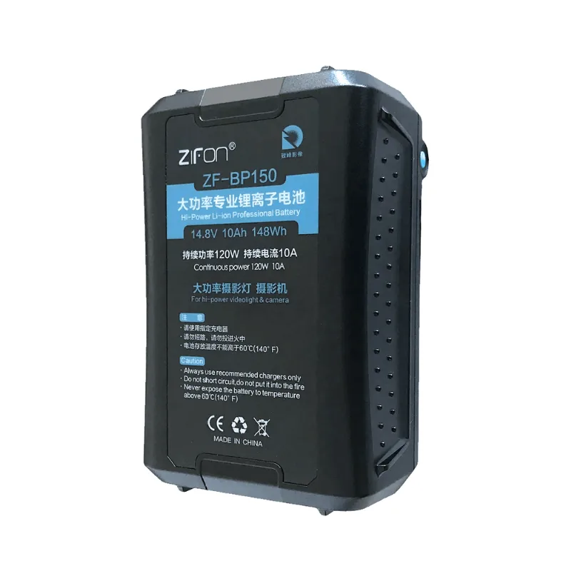 Bateria V-Mount ZiFon ZF-BP150 Broadcast 150Wh / 14.8V com Saídas USB e D-Tap (10000mAh)