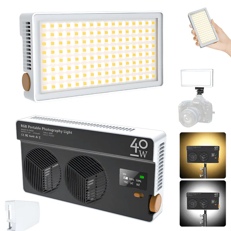 Painel LED Portátil Mamen SL-PB40R RGB Bicolor 40w com Bateria Interna e Difusor