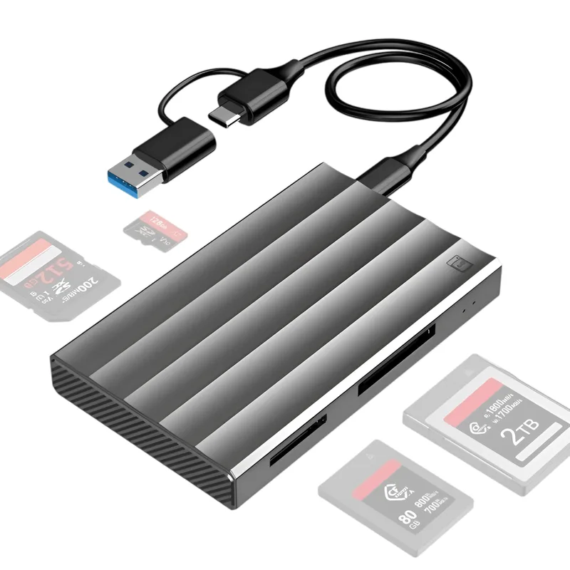 Leitor de Cartão 4 em 1 para CFexpress TYPE-A, CFexpress TYPE-B, SD e MicroSD (USB 3.2 Gen2)