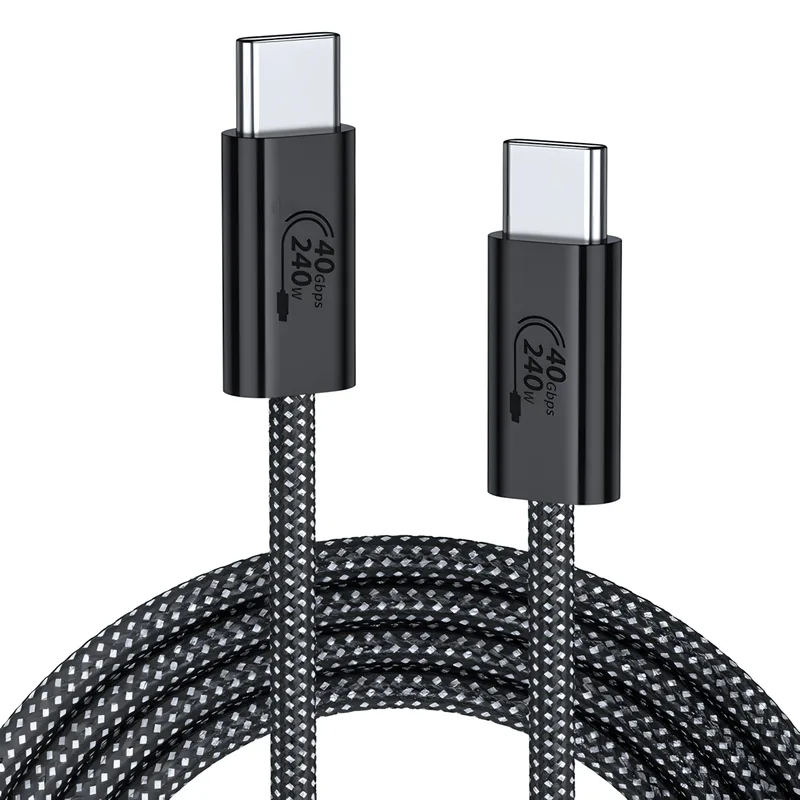 Cabo USB-C 240W 40Gbps USB4 Thunderbolt 4 8K Gen3x2 E-Marker 2mts
