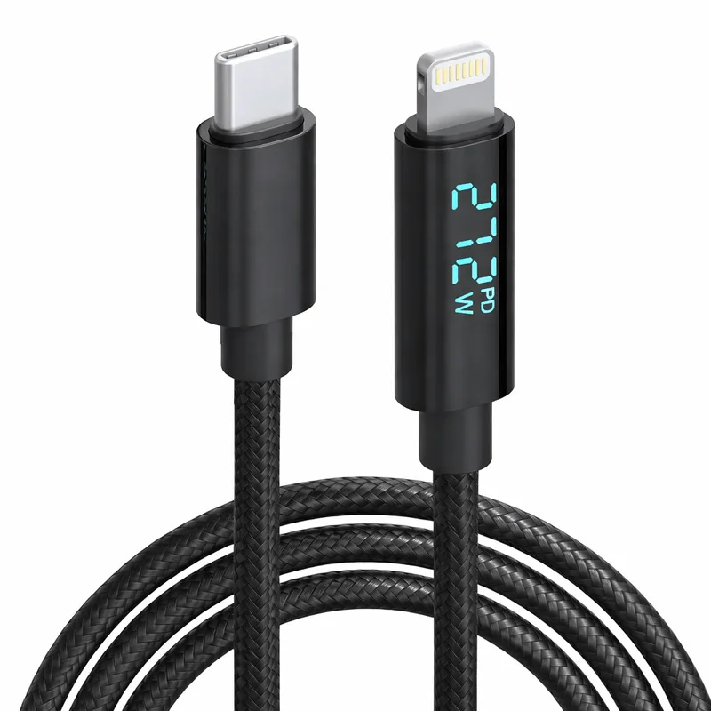 Cabo USB-C para Lightning 27W PD com Display LED Carregamento Rápido 2mts