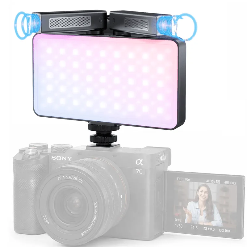 Iluminador LED RGB Mamen SML-V02 8W com Microfone Duplo Integrado