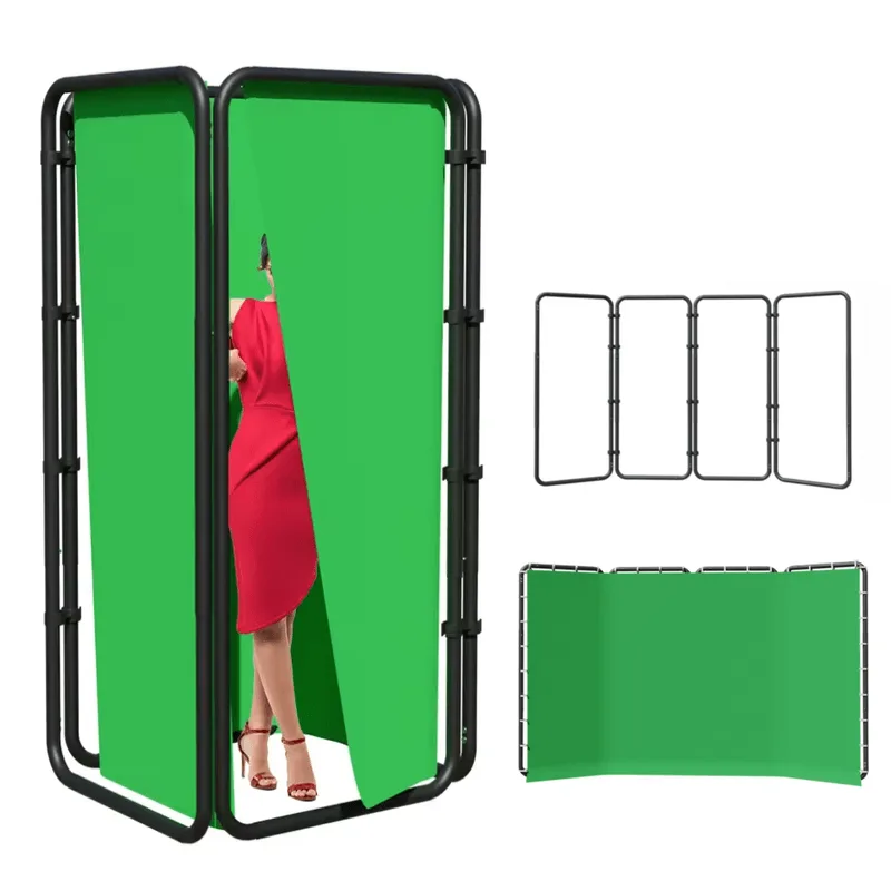 Painel Suporte de Estúdio 2.4x4.0m Background Frame Dobrável com Fundo Infinito Verde Chromakey