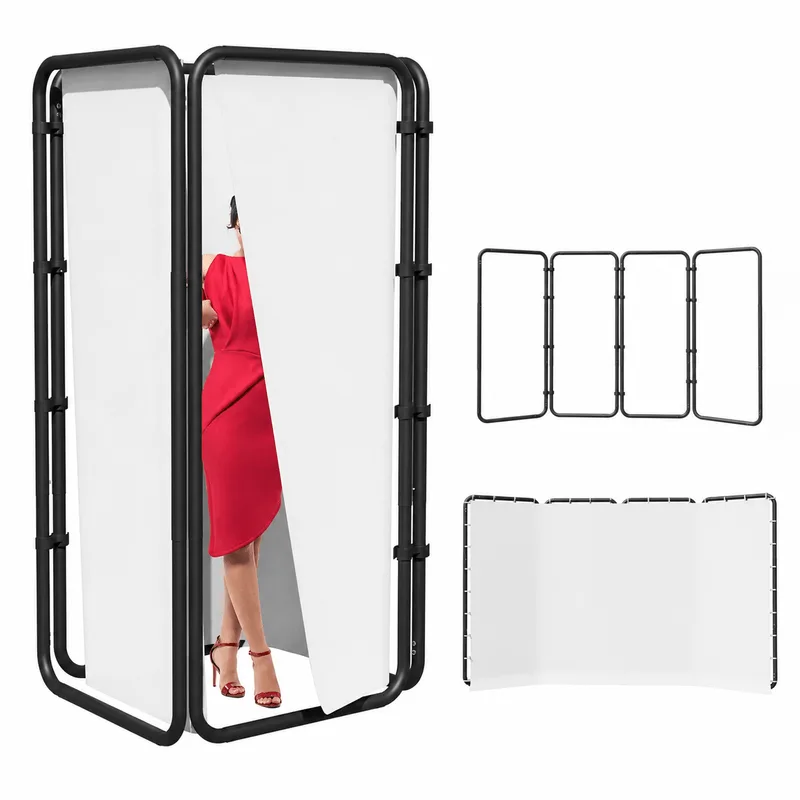 Painel Suporte de Estúdio 2.4x4.0m Background Frame Dobrável com Fundo Infinito Branco
