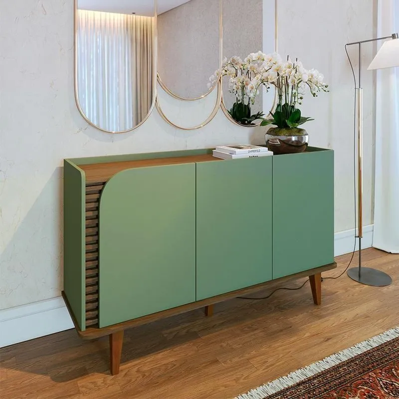 Buffet Decorativo Versátil Village 1,36cm Pés De Madeira Hortelã- Amêndoa G73 - Gran Belo