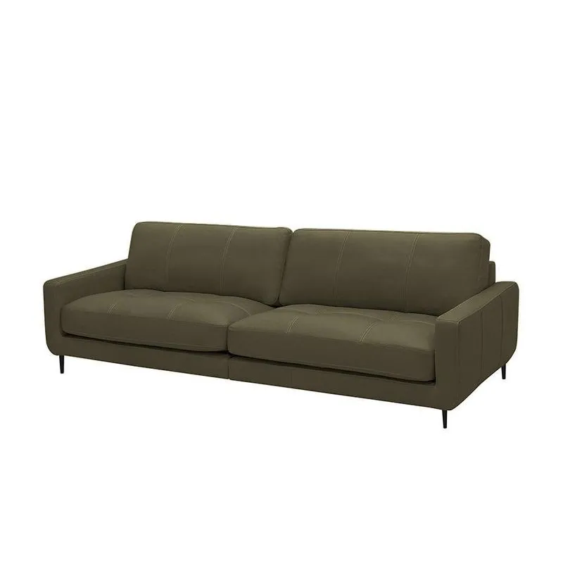 Sofá Decorativo Isaac 4 Lugares Sala De Estar 270cm Pés Em Aço Couro Fendi