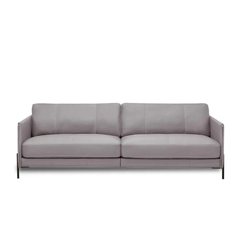 Sofá Decorativo Karine 4 Lugares Sala De Estar 270cm Pés Em Aço Couro Avelã