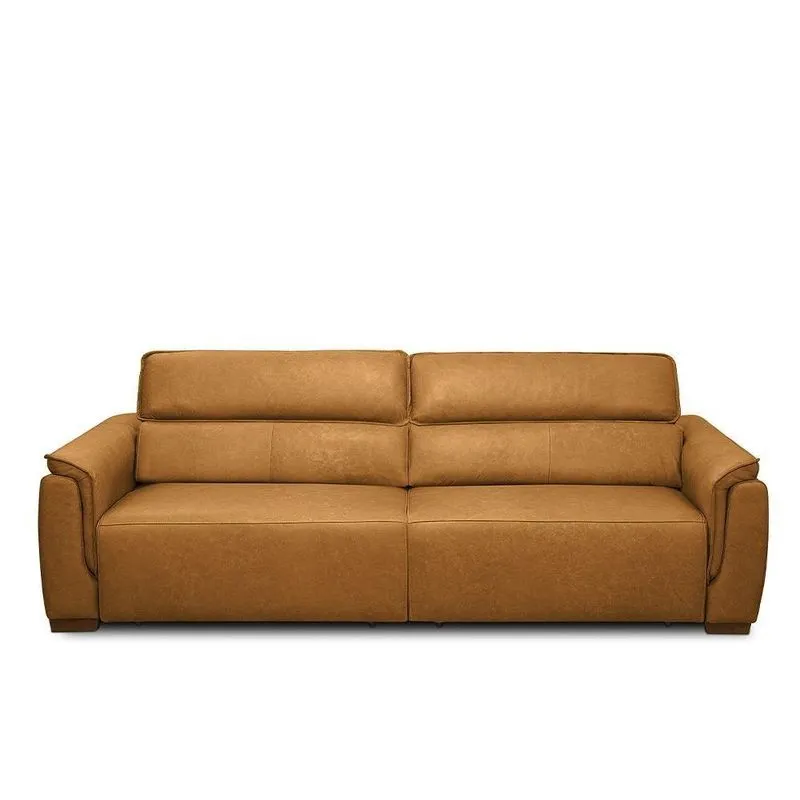 Sofá Decorativo Lorenzo 3 Lugares Sala De Estar 240cm Reclinável E Retrátil Couro Caramelo Manchado