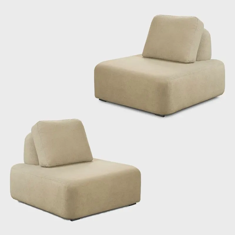 KIt 2 Poltronas Decorativas Santiago Sala de Estar Pés em Madeira Bouclê Bege G89 - Gran Belo