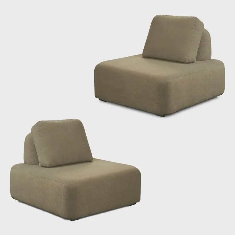 KIt 2 Poltronas Decorativas Santiago Sala de Estar Pés em Madeira Bouclê Castor G89 - Gran Belo