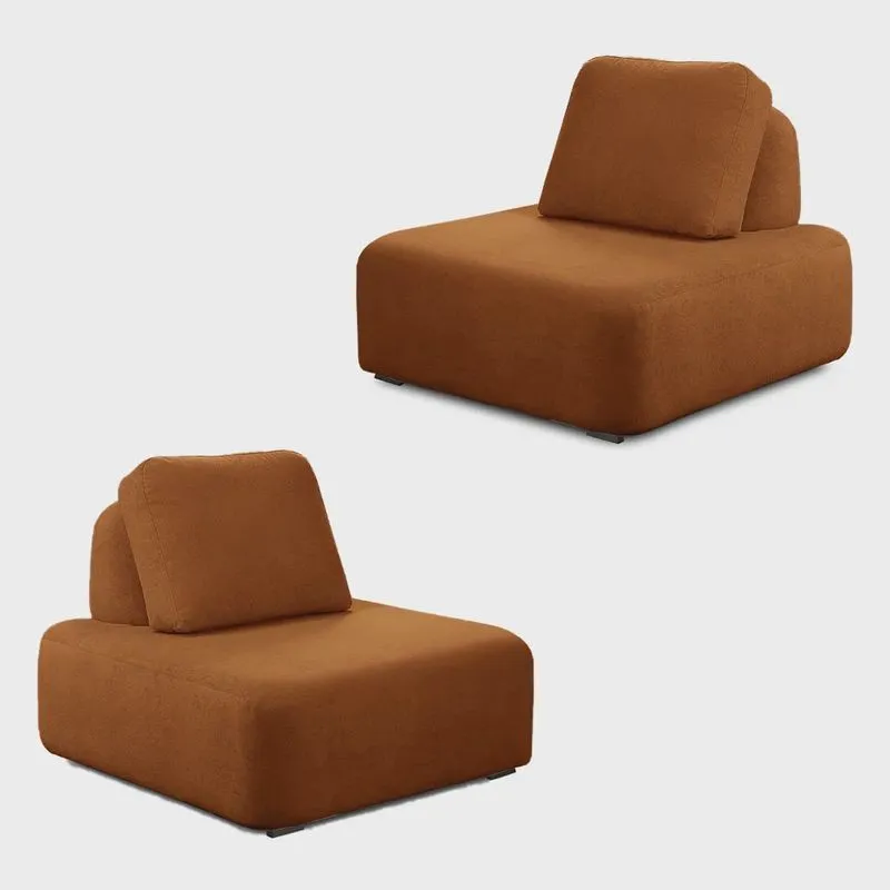 KIt 2 Poltronas Decorativas Santiago Sala de Estar Pés em Madeira Bouclê Terracota G89 - Gran Belo
