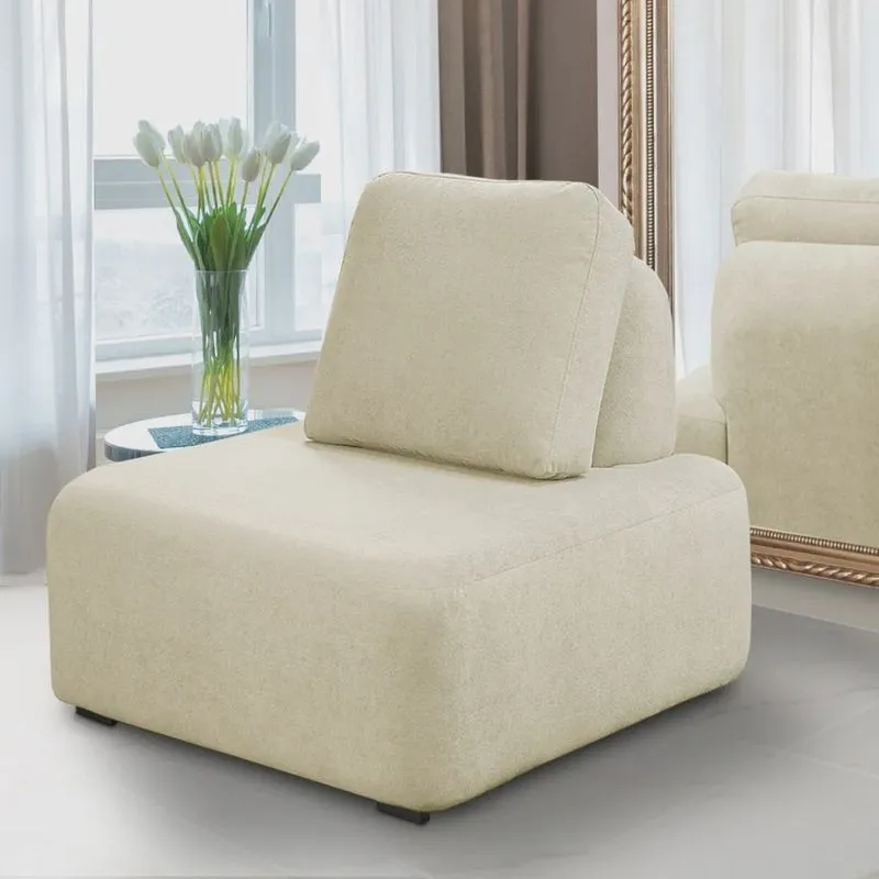 Poltrona Decorativa Santiago Sala de Estar Pés em Madeira Bouclê Off White G89 - Gran Belo