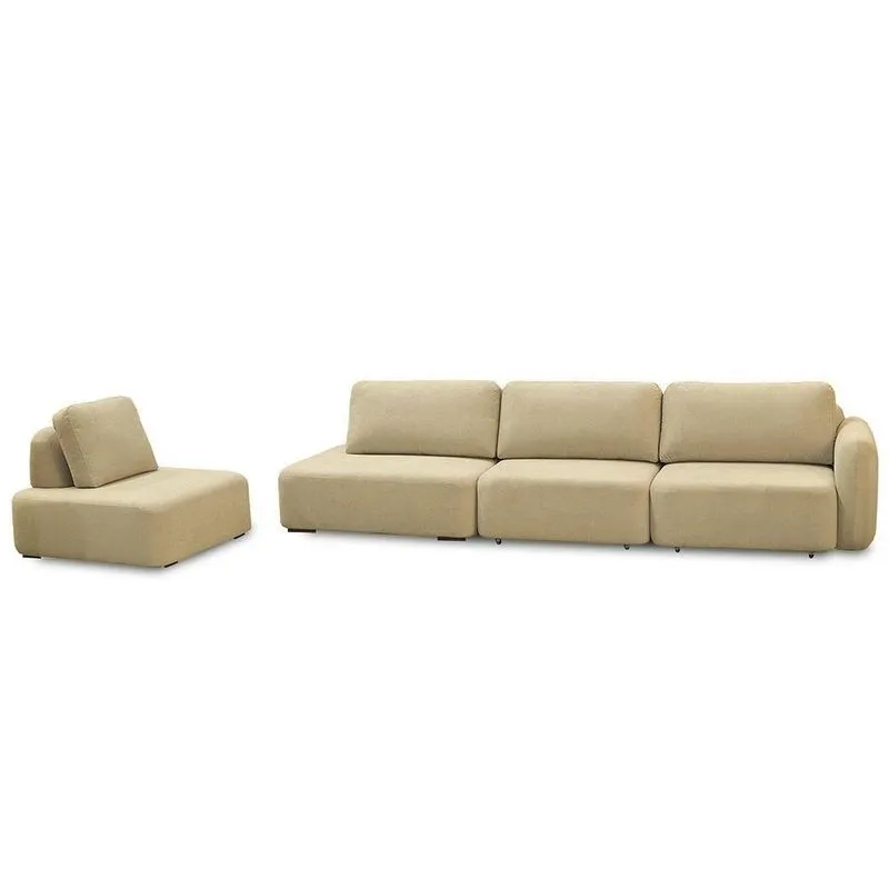 Conjunto Sala De Estar 1 Sofá Retrátil Modulado 312cm E 1 Poltrona Santiago Bouclê Bege