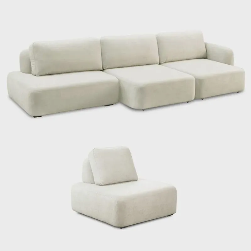 Conjunto Sala de Estar 1 Sofá Retrátil Modulado 372cm e 1 Poltrona Santiago Bouclê Branco G89 - Gran Belo