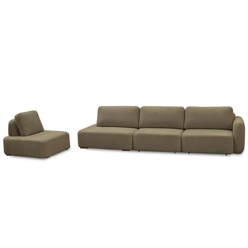 Conjunto Sala De Estar 1 Sofá Retrátil Modulado 372cm E 1 Poltrona Santiago Bouclê Castor