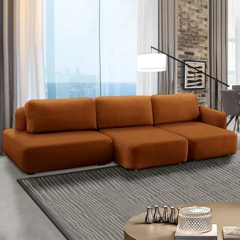 Sofá Decorativo Santiago 4 Lugares 282cm Sala De Estar Retrátil Modulado Bouclê Terracota