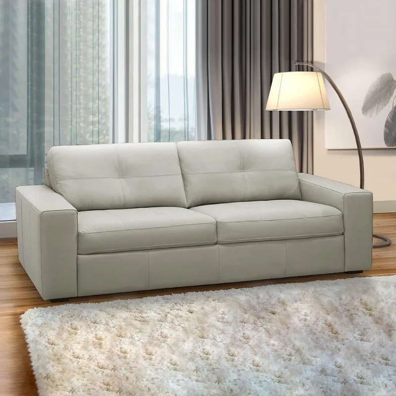 Sofá Mendes G88 2 Lugares 150cm Off White Couro Pés em Madeira Gran Belo - Gran Belo