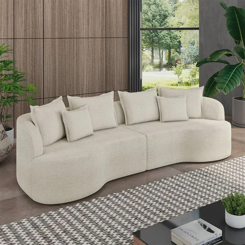 Sofá Living Decorativo Salinas 4 Lugares 270cm Modulado com Almofadas Bouclê G33 - Gran Belo