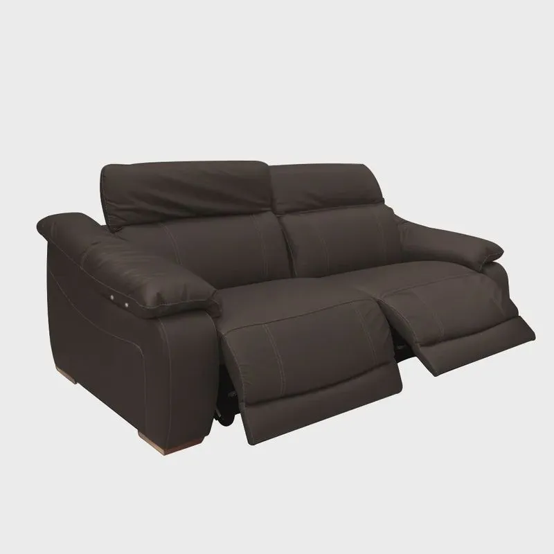 Sofá Elétrico Reclinável Sala de Estar Concepción U076 224cm Modulado Botão Touch Couro Marrom G49 - Idea Relax By Natuzzi Group