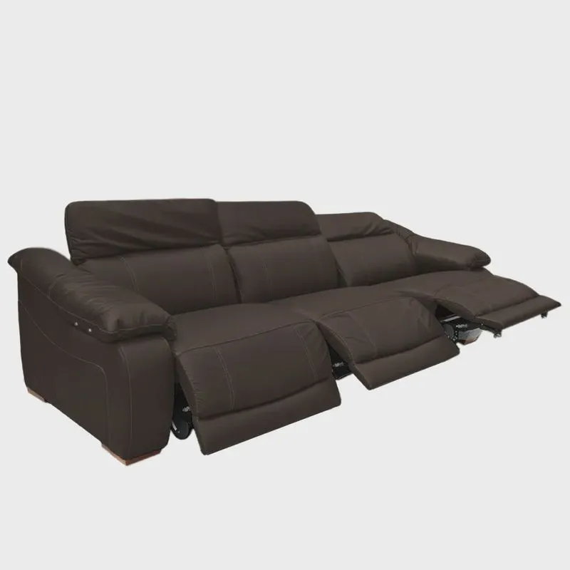 Sofá Elétrico Reclinável Sala de Estar Concepción U076 308cm Modulado Botão Touch Couro Marrom G49 - Idea Relax By Natuzzi Group