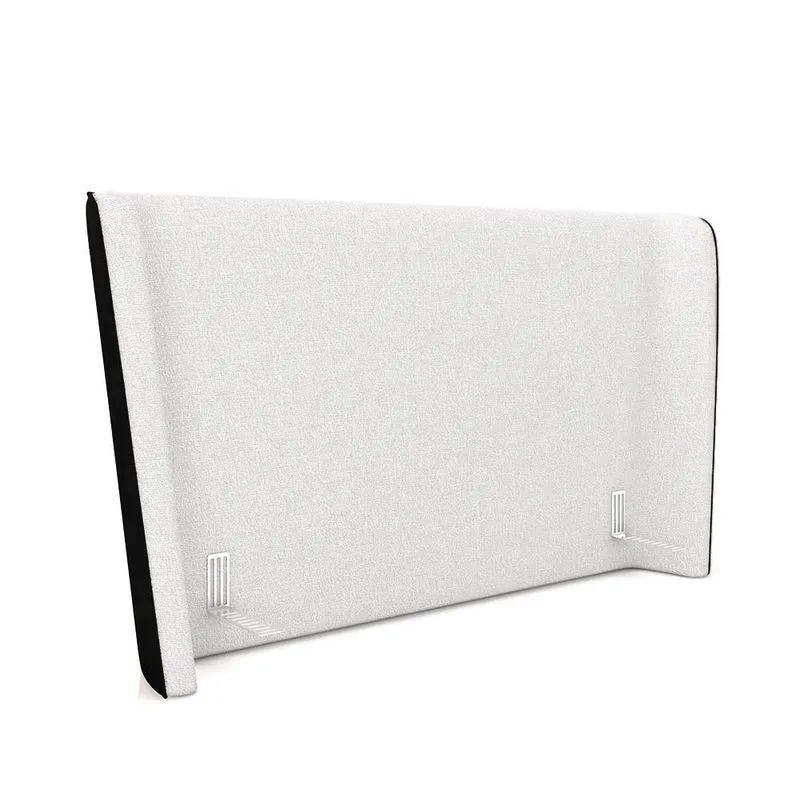 Cabeceira Design Para Cama Queen Torres Pés Em Madeira Pu/bouclê Preto/off White G91 - Gran Belo