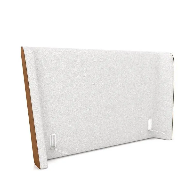 Cabeceira Design Para Cama King Torres Pés Em Madeira Pu/bouclê Caramelo/off White G91 - Gran Belo