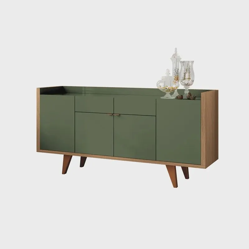 Buffet Balcão Decorativo Melodia Sala de Jantar Verde Pistache/Freijó G26 - hb Móveis