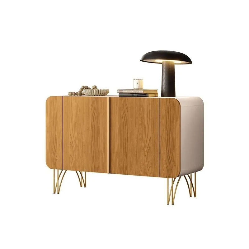 Buffet Decorativo Sala De Estar Bambino Mdp/mdf Pés Em Aço Off White/cinamomo G26 - Gran Belo