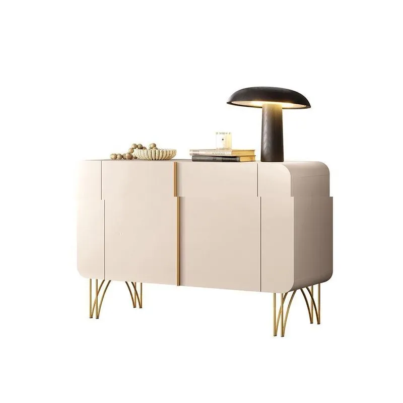 Buffet Decorativo Sala De Estar Bambino Mdp/mdf Pés Em Aço Off White G26 - Gran Belo