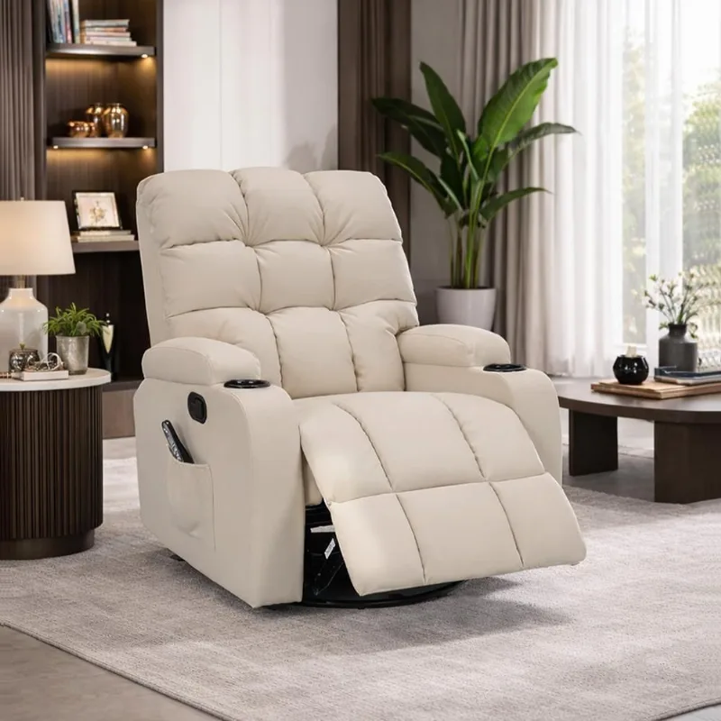 Poltrona do Papai Arcane G94 Reclinável Manual com Aquecimento e Massagem Pu Bege Gran Belo - Gran Belo