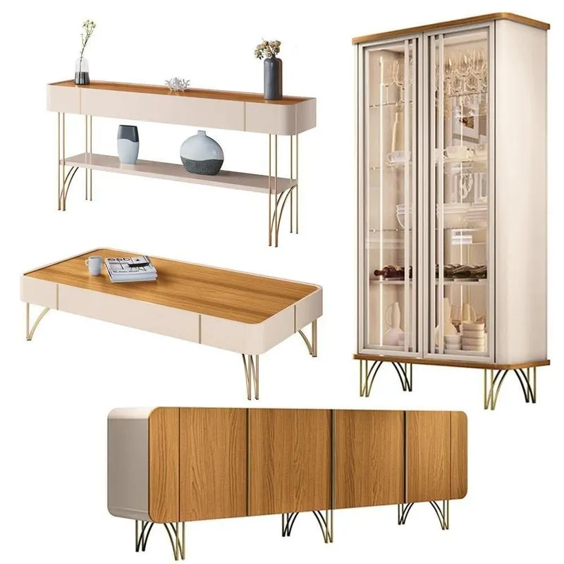 Conjunto 1 Cristaleira 1 Buffet 1 Aparador 1 Mesa De Centro Texas/virginia/rennes Off White/cinamomo
