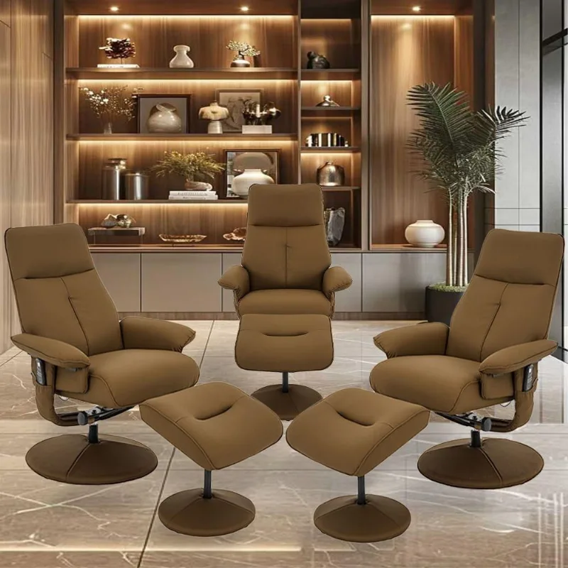 Kit 3 Poltronas Do Papai Nebraska Com Massagem Elétrica Giratória Reclinável Caramelo Rivatti