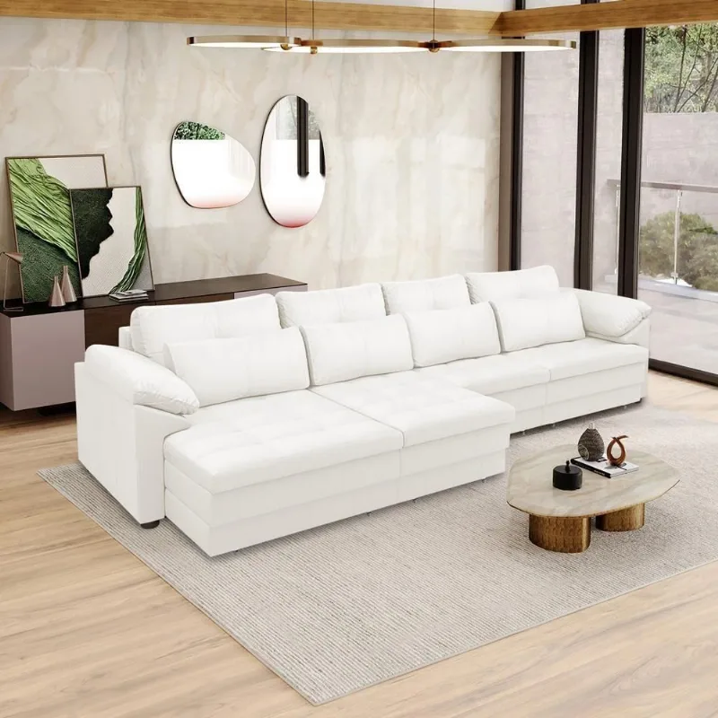 Sofá Retrátil Elétrico Nolan G58 4 Lugares 414cm Branco em Couro Gran Belo - Gran Belo