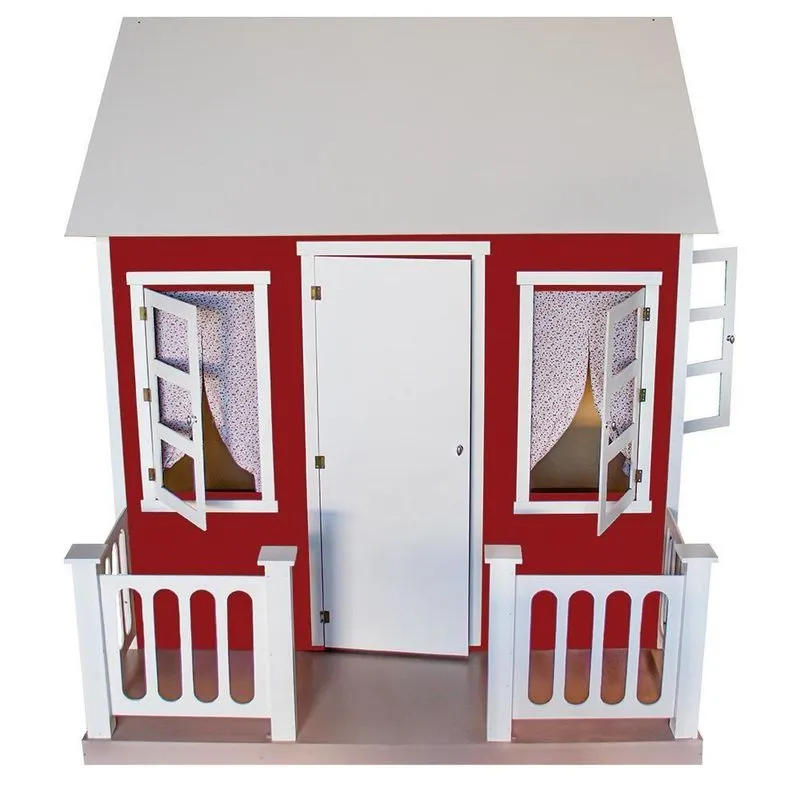 Casinha De Brinquedo Com Cercado E Cortinas L12 Vermelho-branco Gran Belo