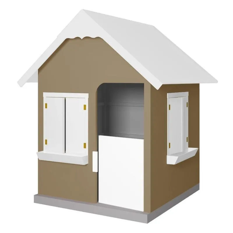 Casinha De Brinquedo L12 Em Mdf Bege E Branco Com Floreiros Gran Belo