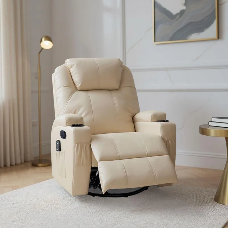 Poltrona Do Papai Reclinável Montreal G94 Massagem Aquecimento Pu Bege Gran Belo - Gran Belo