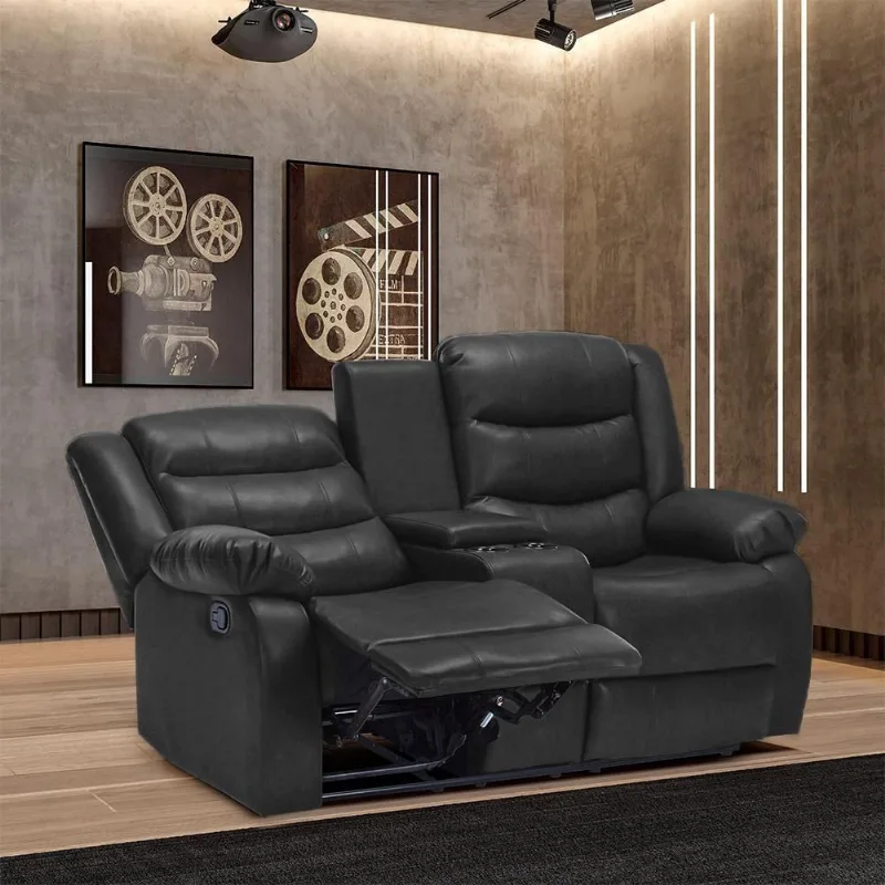 Poltrona Reclinável 2 Lugares Hollywood Baú Pu G94 com Massagem Caramelo Gran Belo - Gran Belo