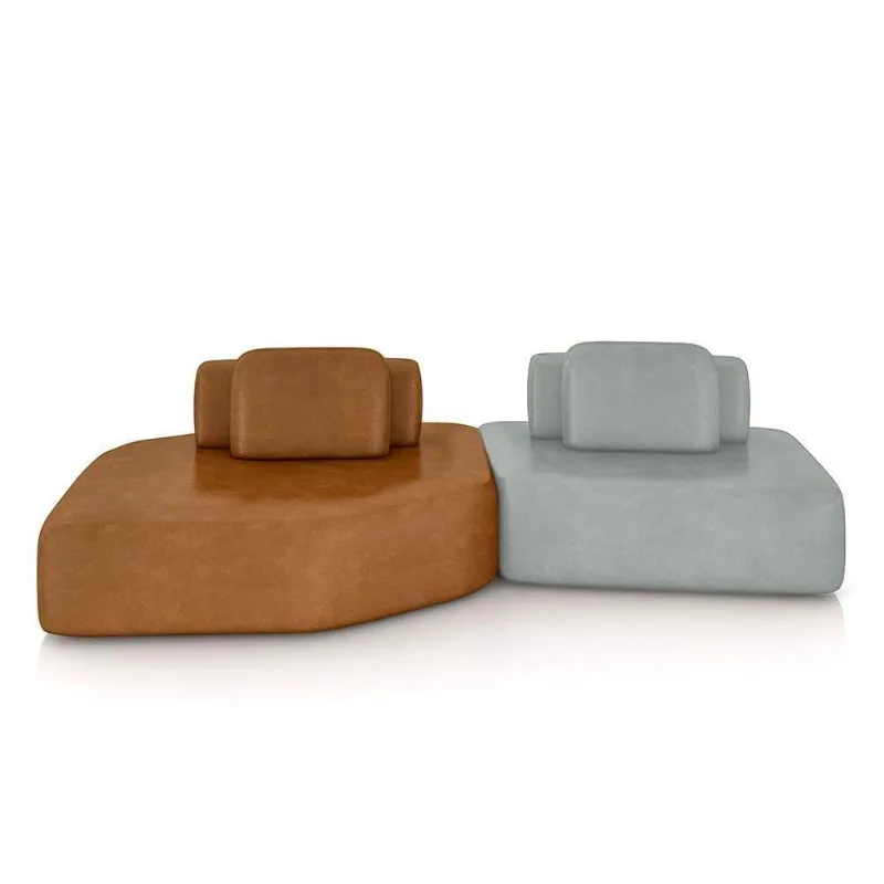 Sofá Modular Dakota 4 Lugares 310cm Pu Caramelo e Cinza Gran Belo - Gran Belo