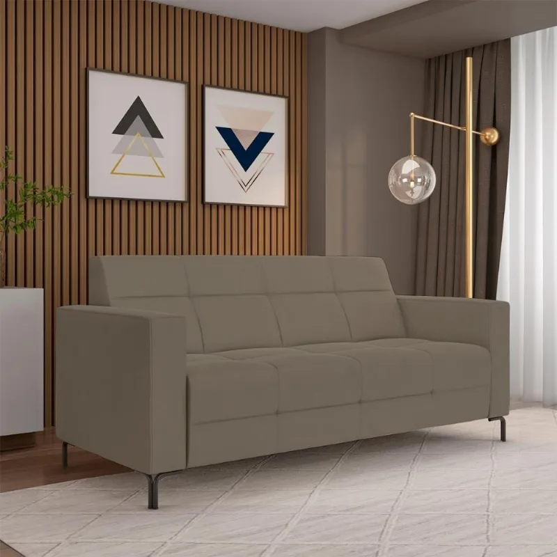 Sofá Houston 2 Lugares 200cm Veludo Castor G33 com Pés em Metal Gran Belo - Gran Belo