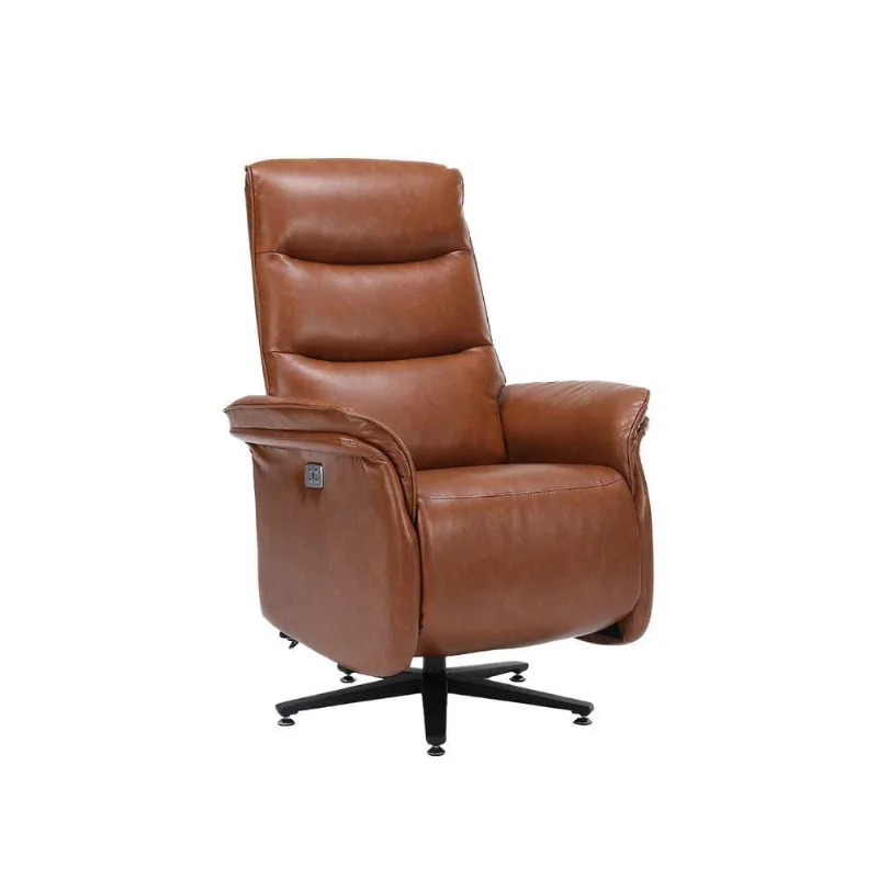 Poltrona Elétrica G94 Reclinável com Massagem em Couro Sintético Caramelo Gran Belo