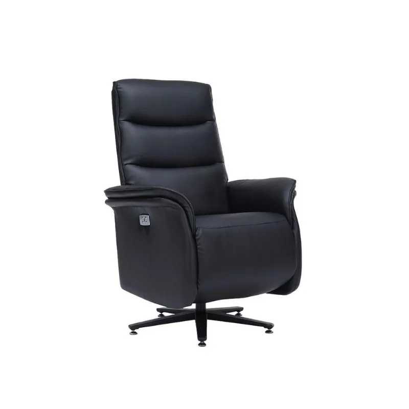 Poltrona Elétrica Reclinável G94 com Massagem Aquecimento PU Preto Gran Belo